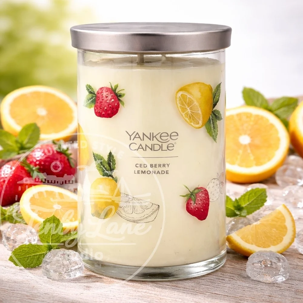 Yankee Candle Iced Berry Lemonade 20oz Signature Tumbler Dual Wick Fresh‎ Citrus